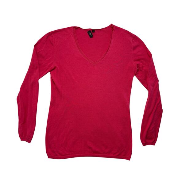 SNOBBY SHEEP Magenta Silk Blend Sweater Size 44 Medium *READ* V-neck Lightweight - Picture 4 of 11